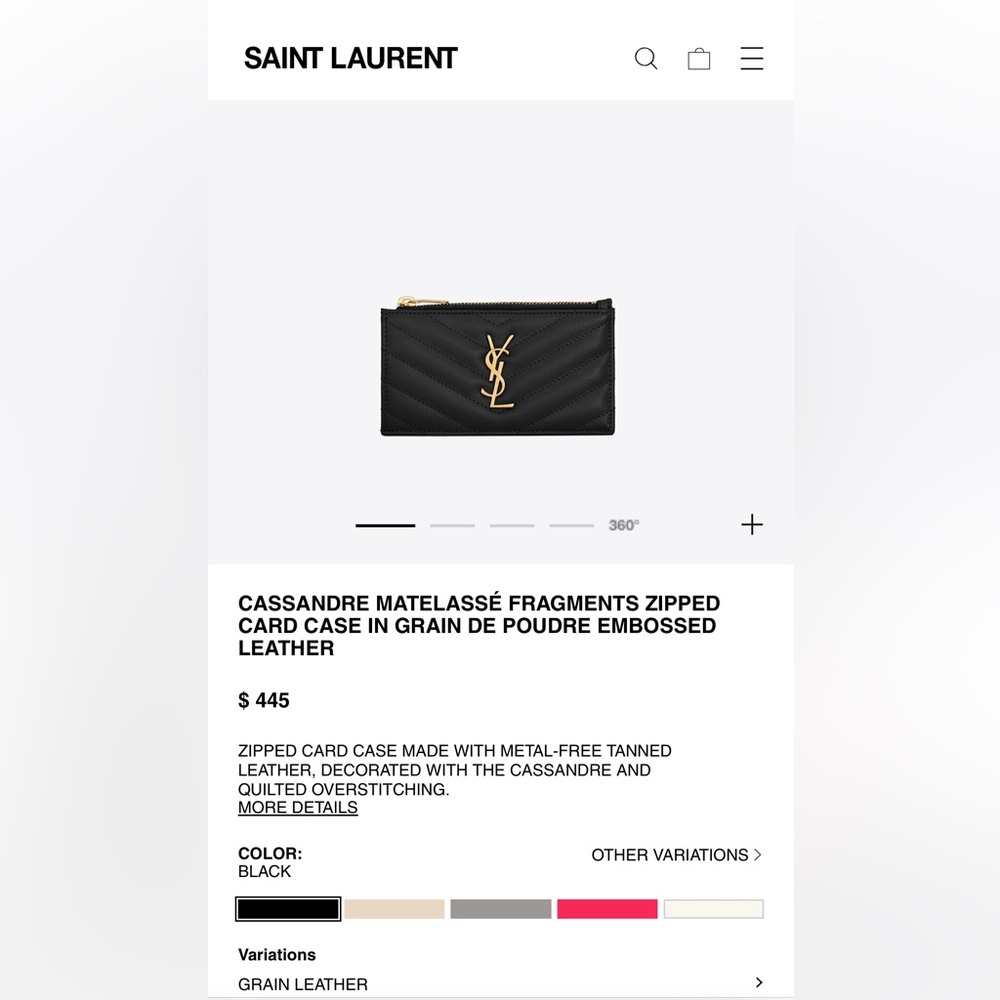 YSL ZIPPED CARD CASE HOLDER